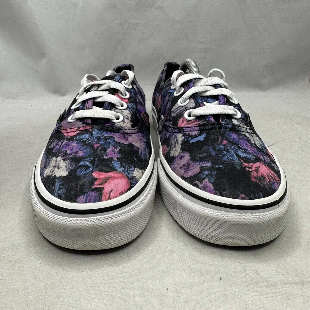 Vans Authentic Black Warped Floral Canvas Skate Shoes Mens Sz 5.5/ Women's Sz 7 - Picture 4 of 8